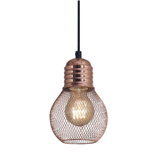 Colgante de metal E27 color cobre diámetro 12cm y 18 cm de alto